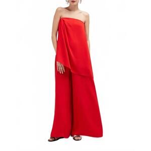 NEW CARESTE eden draped silk jumpsuit in goji berry